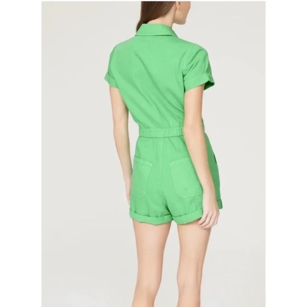 Show Me Your‎ MuMu Women's Cannon Romper Green Denim Size L Festival St. Patrick - Picture 2 of 6